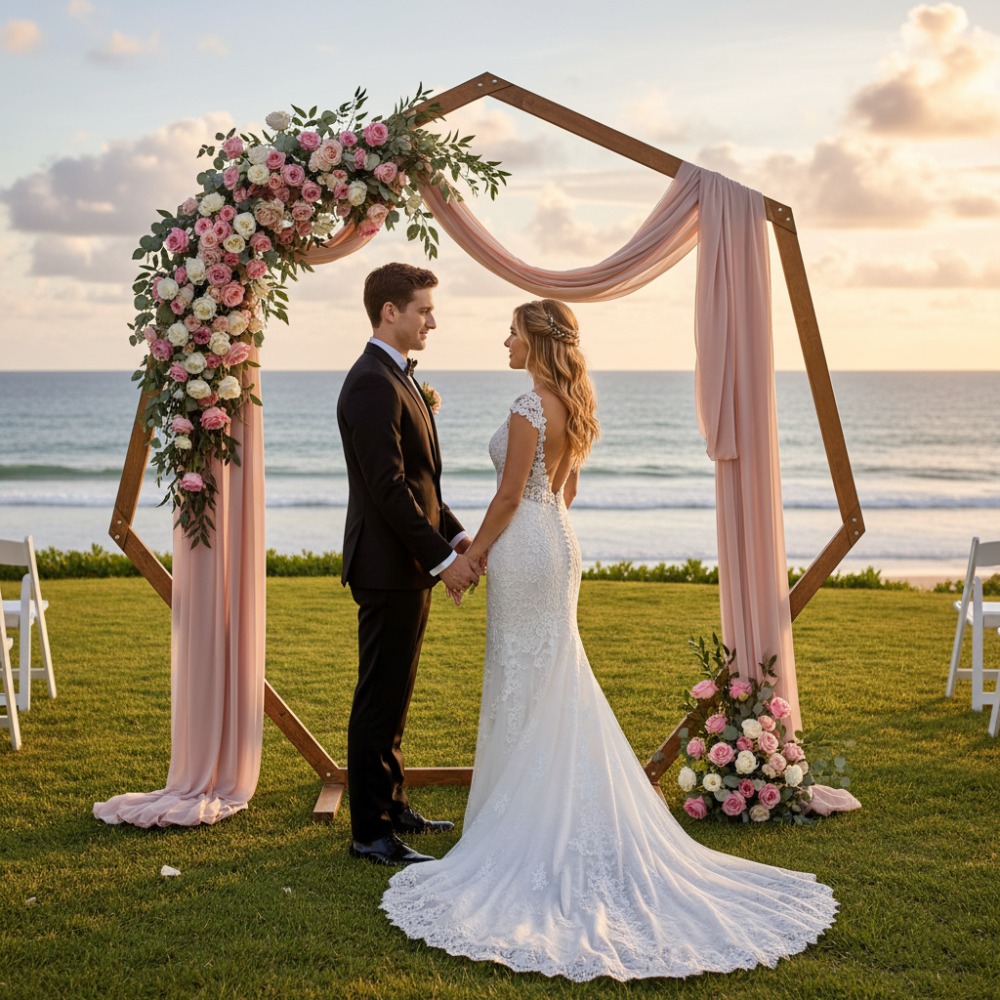 Wedding Support - Wooden Wedding Arch Frame Windproof Polygonal