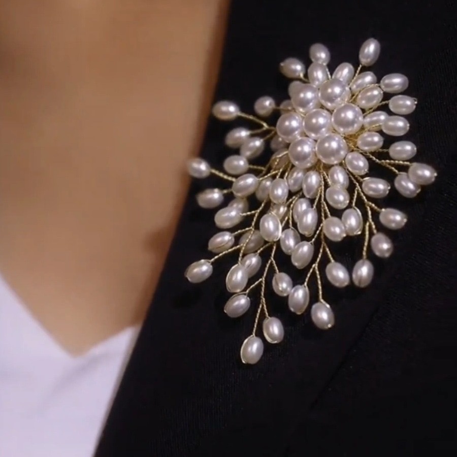 Pearls Brooch for Elegant Wome - Suit Supply Wedding Party 评论和价格
