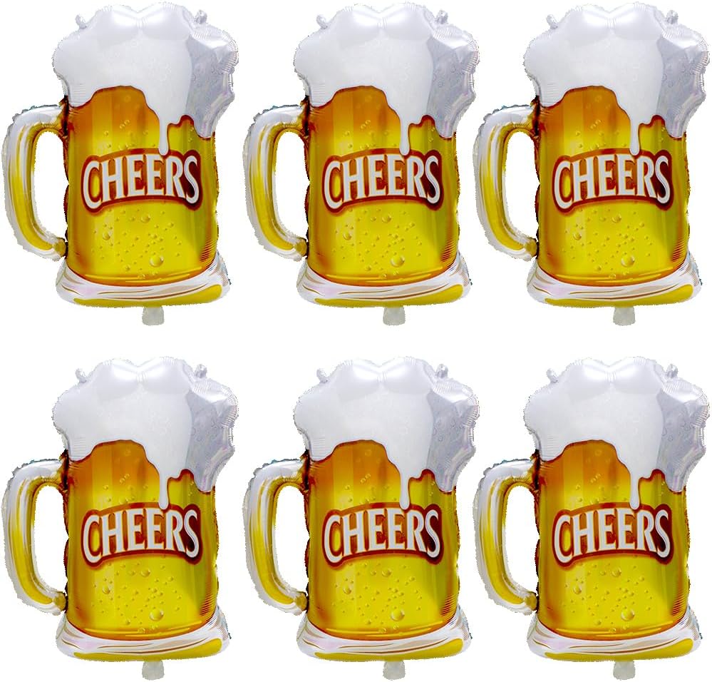 6pcs Cheers Beer Mug Balloons  - Wedding Alcohol Supply 评论和价格