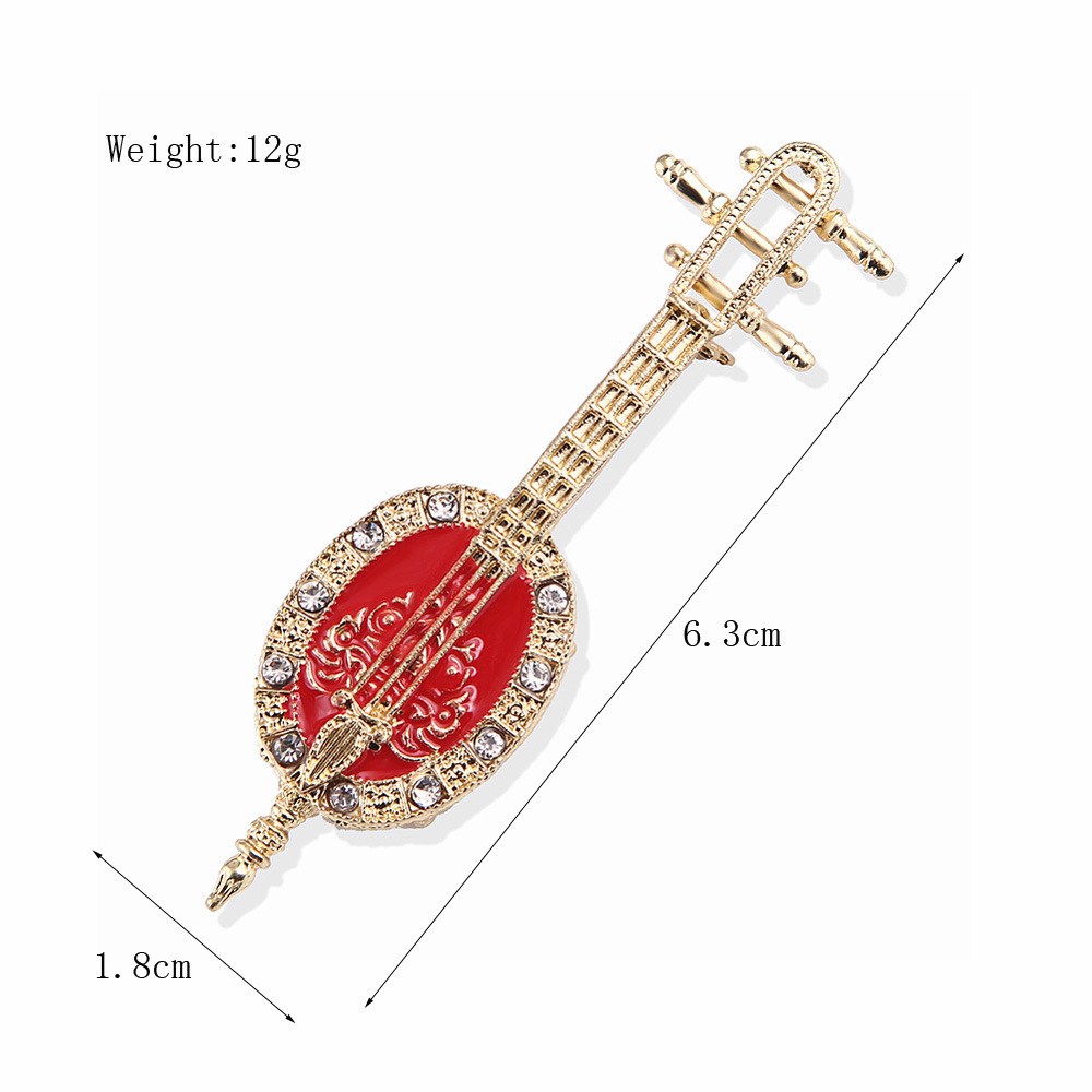 Antique Lute Red Enamel Brooch - Suit Supply Wedding Party 评论和价格